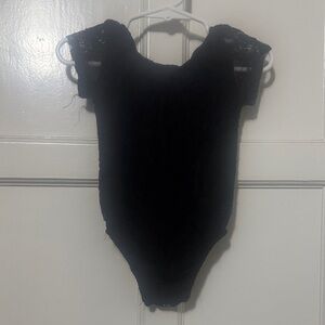 Baileys Blossom’s Black Lace Sleeve Leotard
